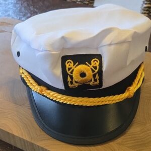 Men's Nautical Captain Hat with Gold Trim